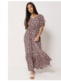 M&Co Petite Berry Purple Floral Maxi Dress