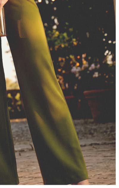 Notch Lapel Stretch Crepe Peplum Jumpsuit In Jungle Olive