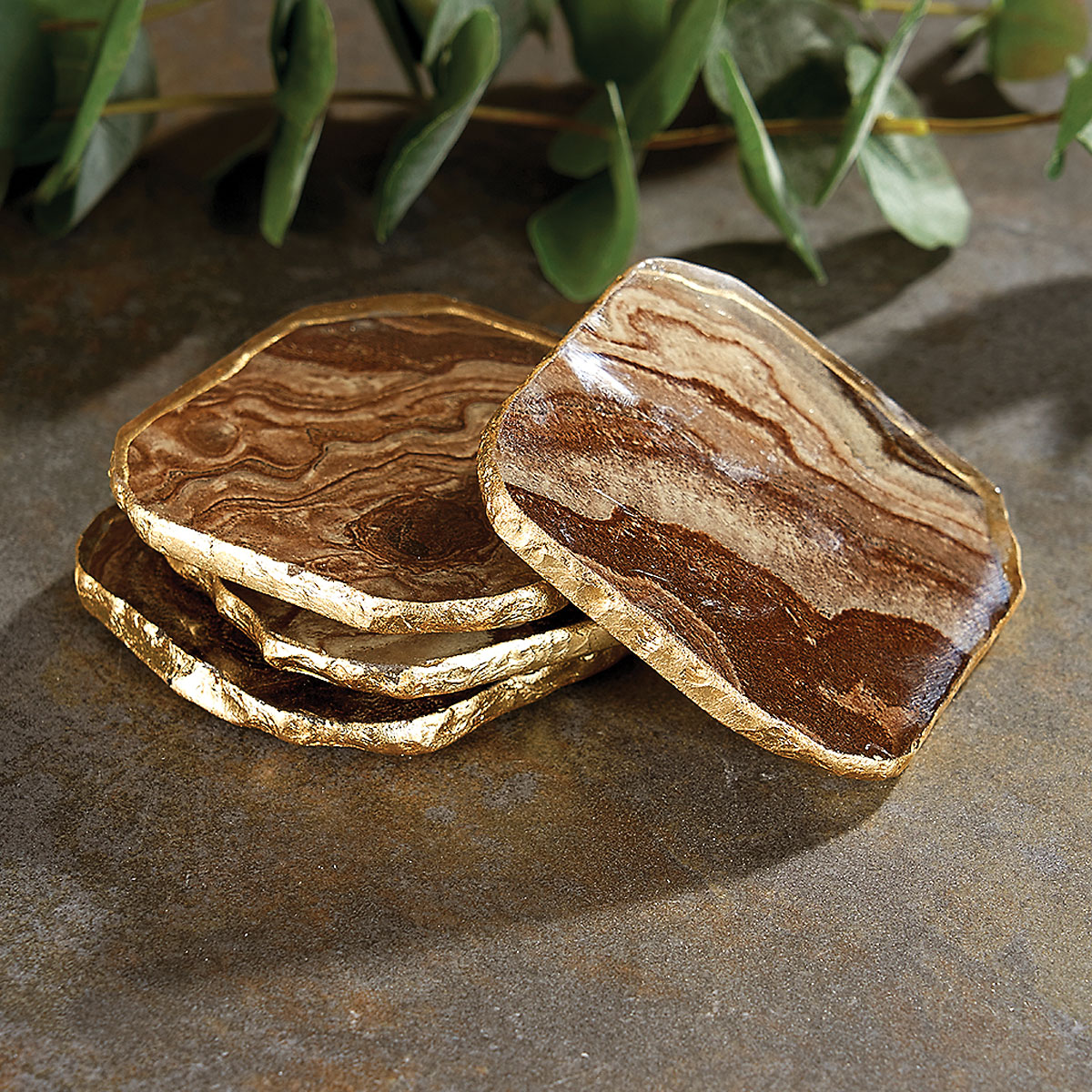 Image of Brown Agate Marble Glass Coaster