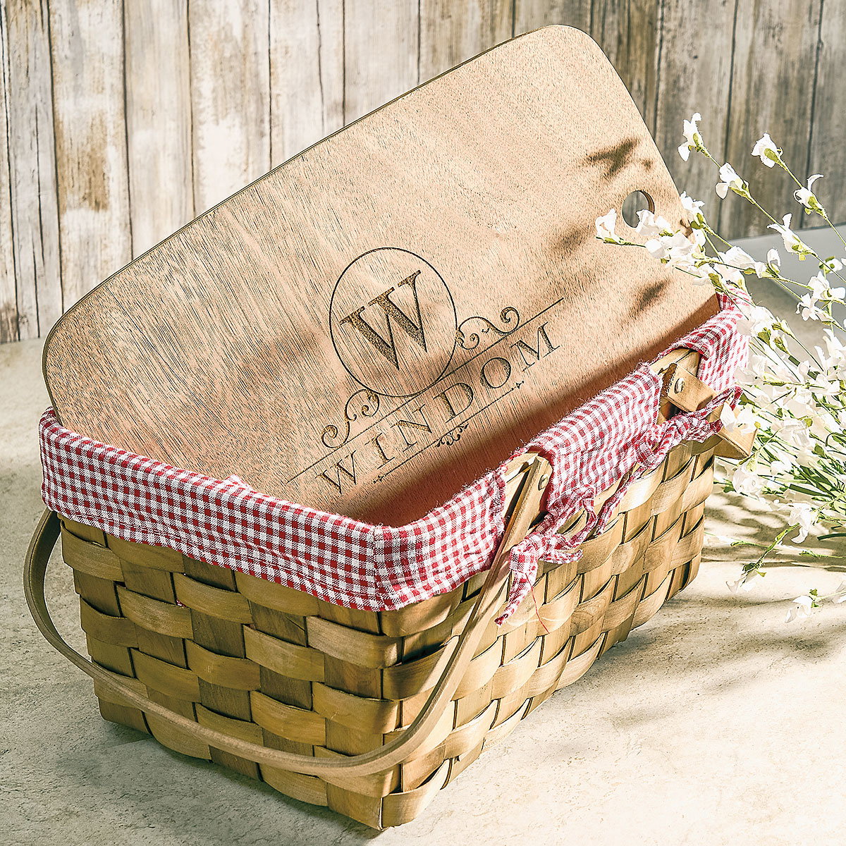 Image of Kansas Personalized Picnic Basket with Lid