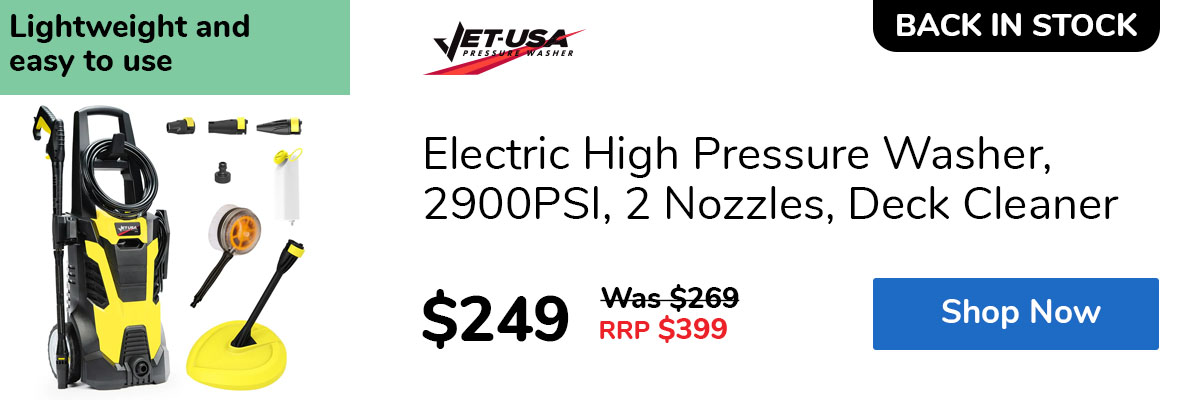 Electric High Pressure Washer, 2900PSI, 2 Nozzles, Deck Cleaner