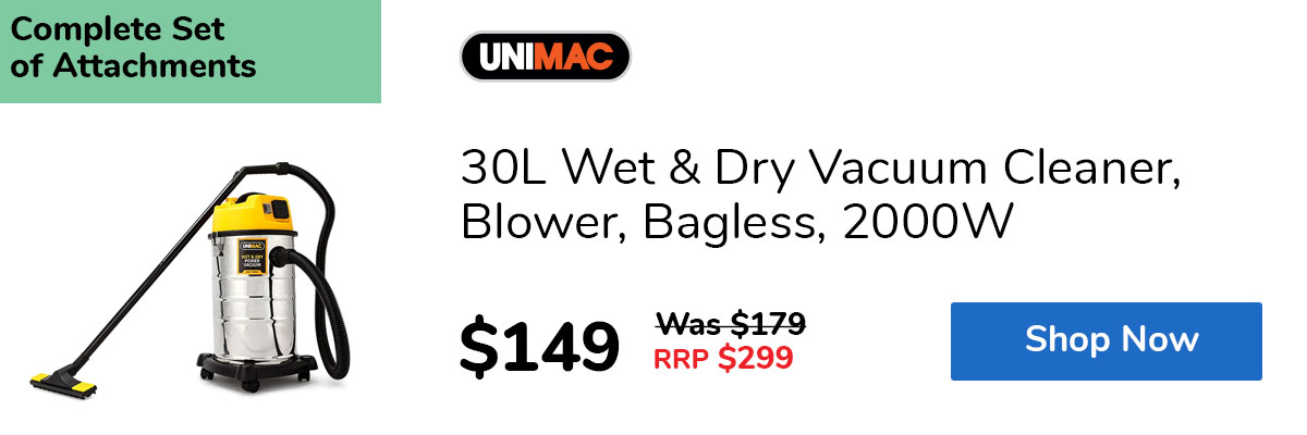 30L Wet & Dry Vacuum Cleaner, Blower, Bagless, 2000W