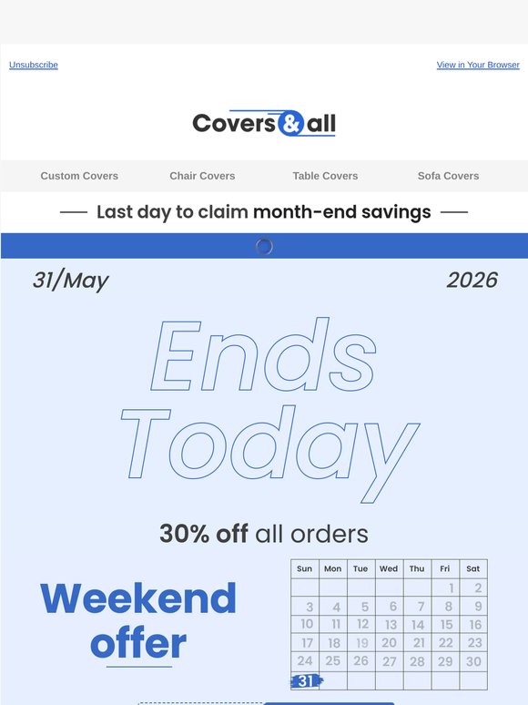 Month ends today: use your 30% off