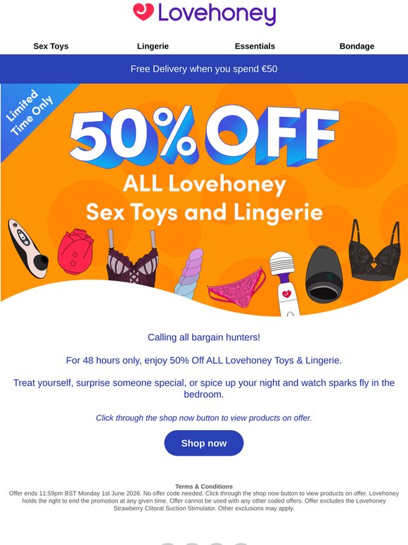 [50% OFF] All Lovehoney Toys & Lingerie