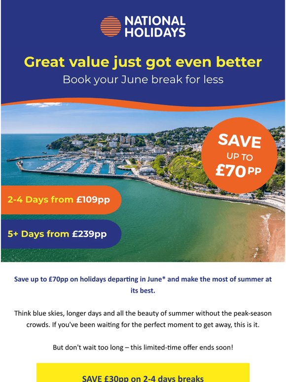Ends today: SAVE on June departures