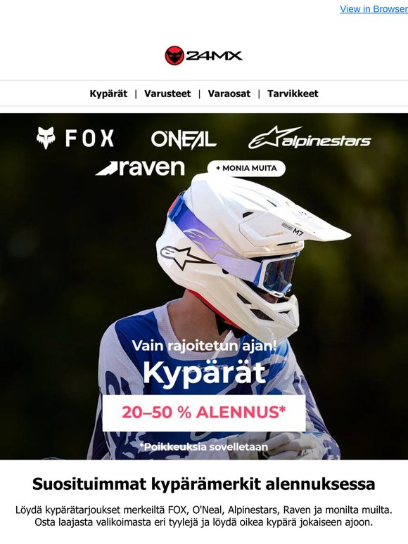Kypärät alkaen 20–50 % alennuksella*