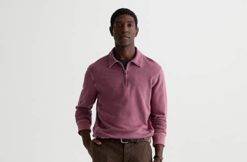 Ethan Zip Sweatshirt iin Moonwash Sierra Currant