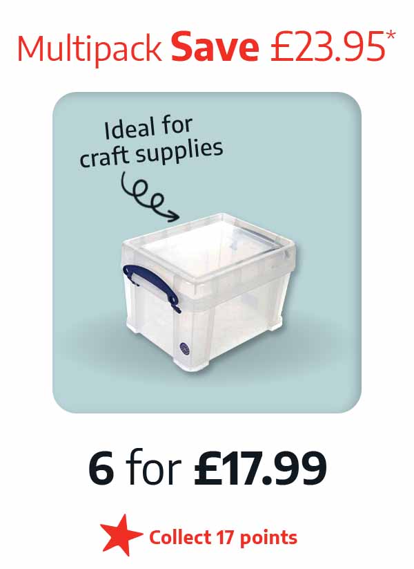 Really Useful Box 3L - Pack of 6 - £17.99 - Multipack Save £23.95* - Collect 17 points - Ideal for craft supplies