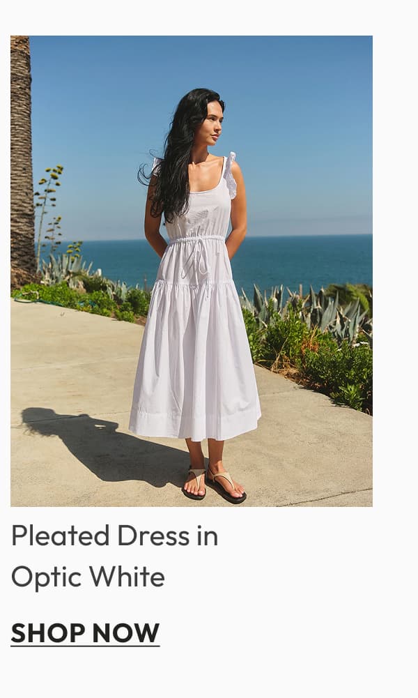 Pleated Dress in Optic White