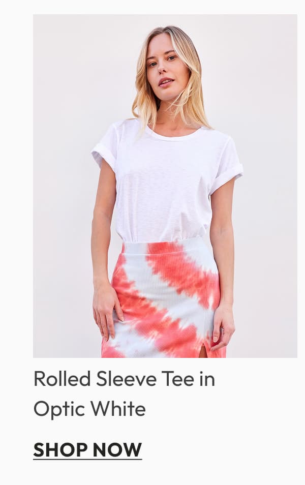 Rolled Sleeve Tee in Optic White