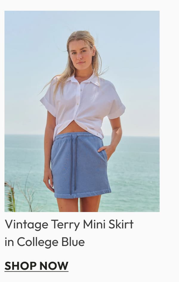 Vintage Terry Mini Skirt in College Blue
