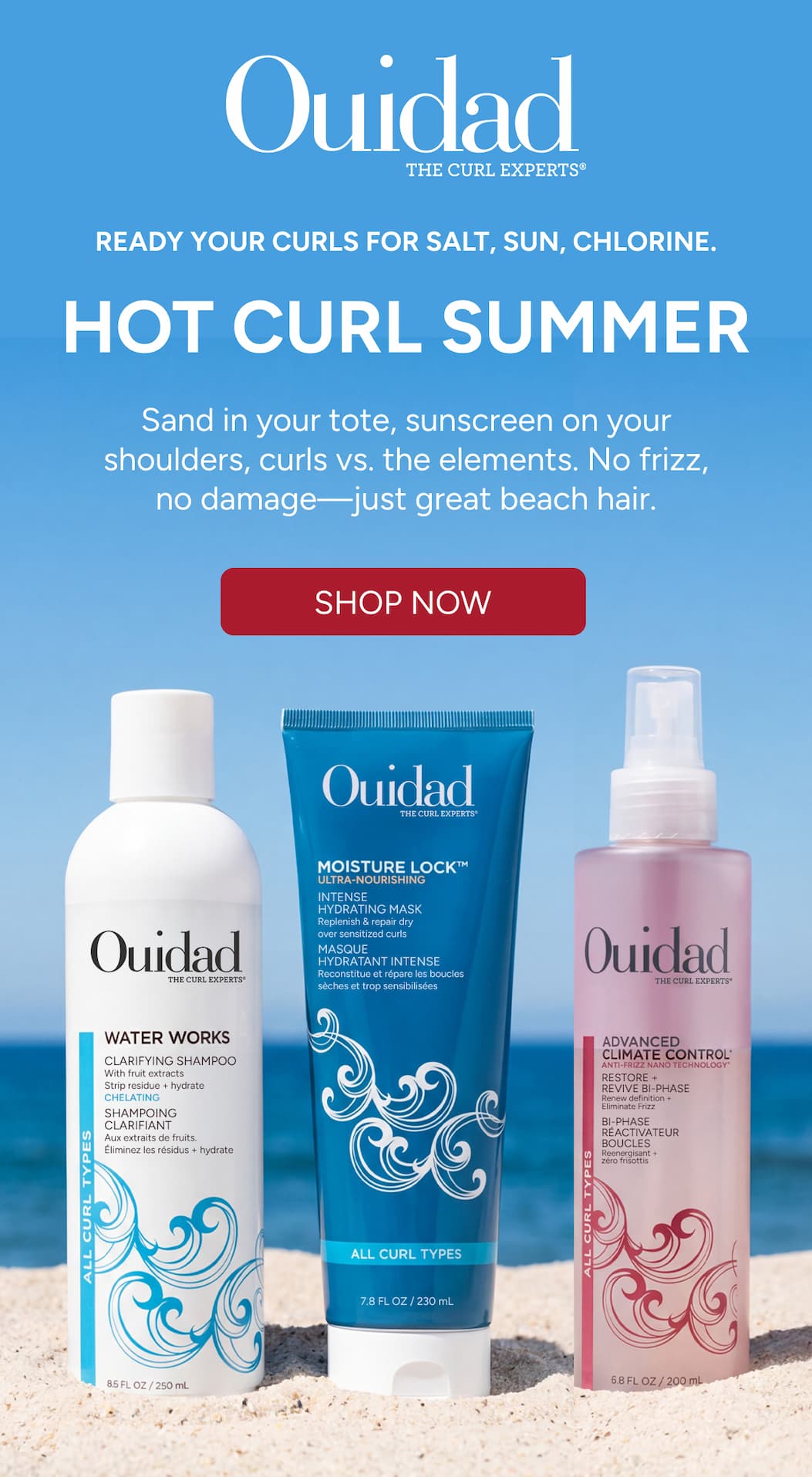 Hot Curl Summer: Sand in your tote, sunscreen on your shoulders, curls vs. the elements. No frizz, no damage just great beach hair. 