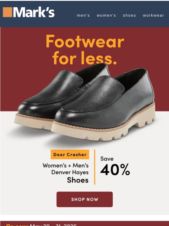 Save 40% on women's + men's Denver Hayes shoes 👟