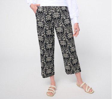 Belle Beach by Kim Gravel Regular Cabana Knit Palm Cropped Pant