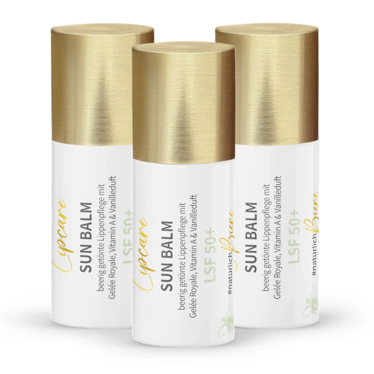 Image of Vorteilsset: 3x Sun Balm LSF 50+ - getönter Lippenpflegebalsam mit Gelée Royale & zartem Vanilleduft