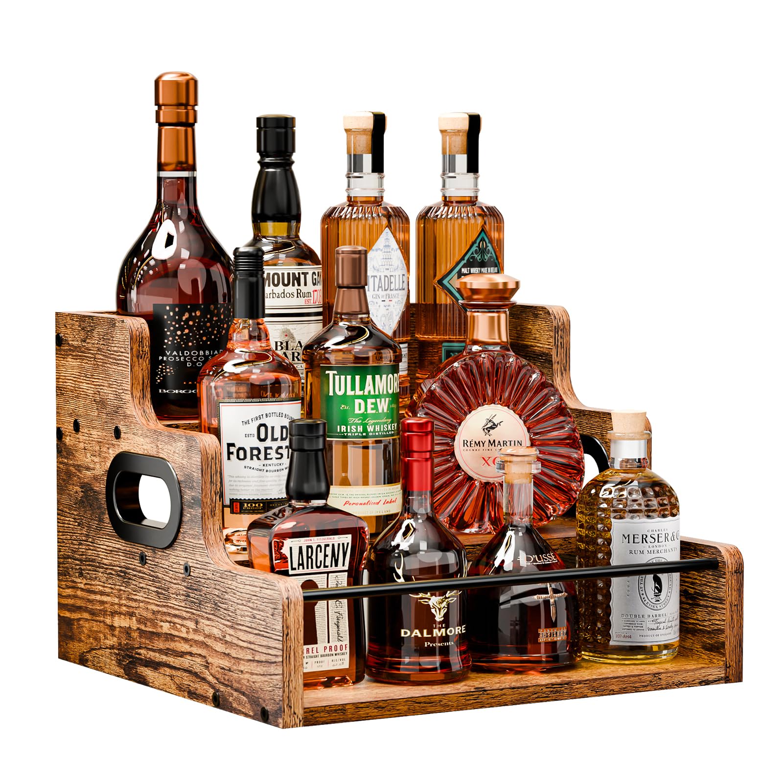 Liquor Bottle Display Shelf – 3-Step Countertop Liquor & Wine Rack Organizer