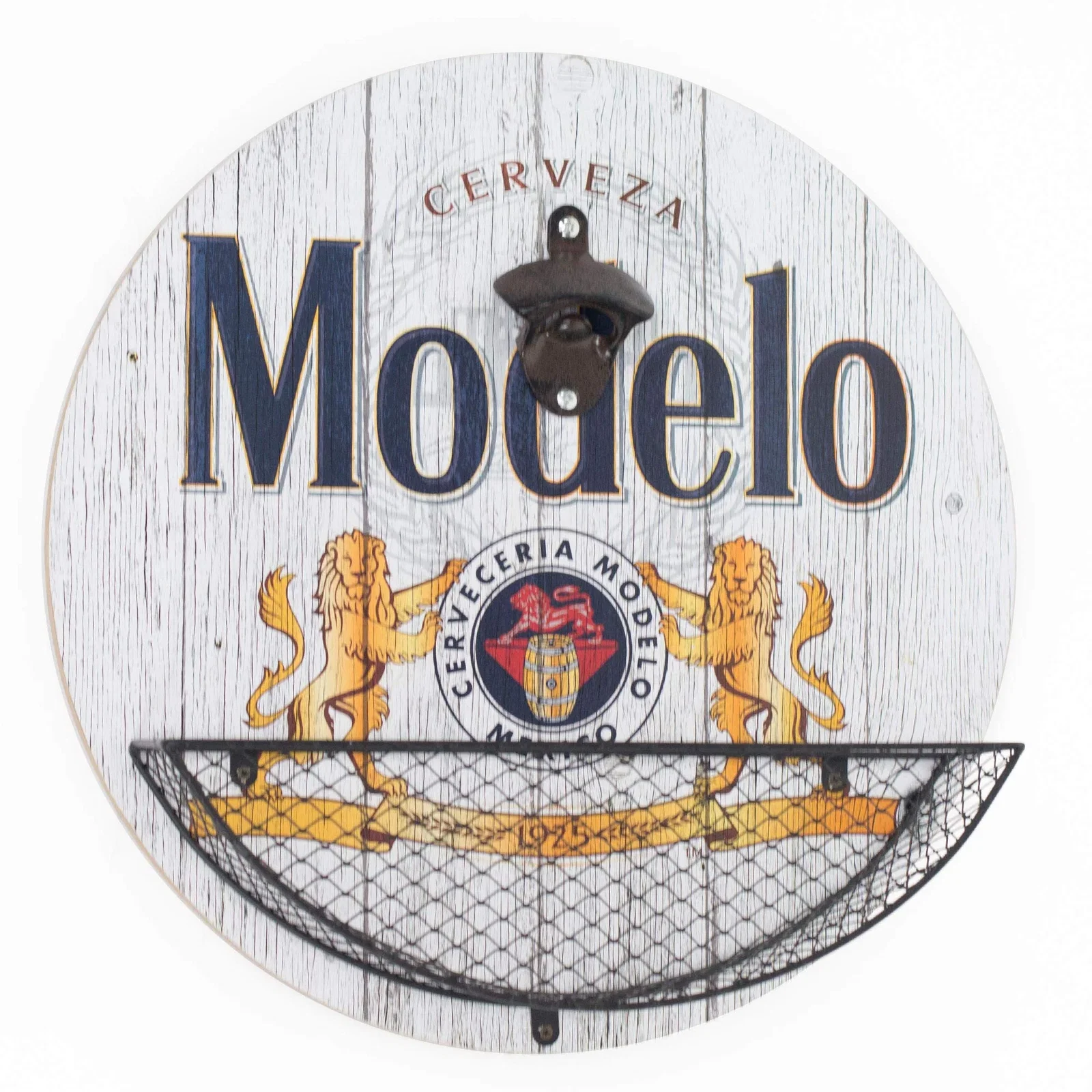 American Art Decor Bottle Opener & Cap Catcher – Wall-Mounted Wooden Beer Cap Collector (Modelo)