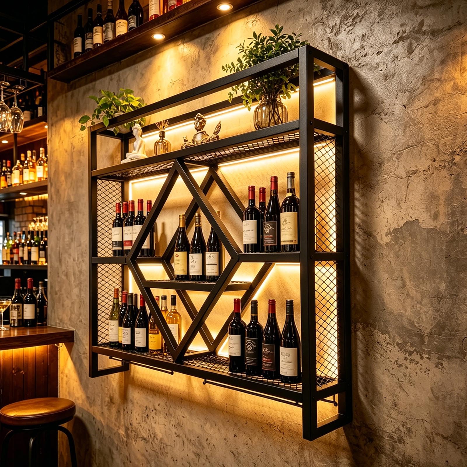 Wall Mounted Rack with LED Light – 39.4