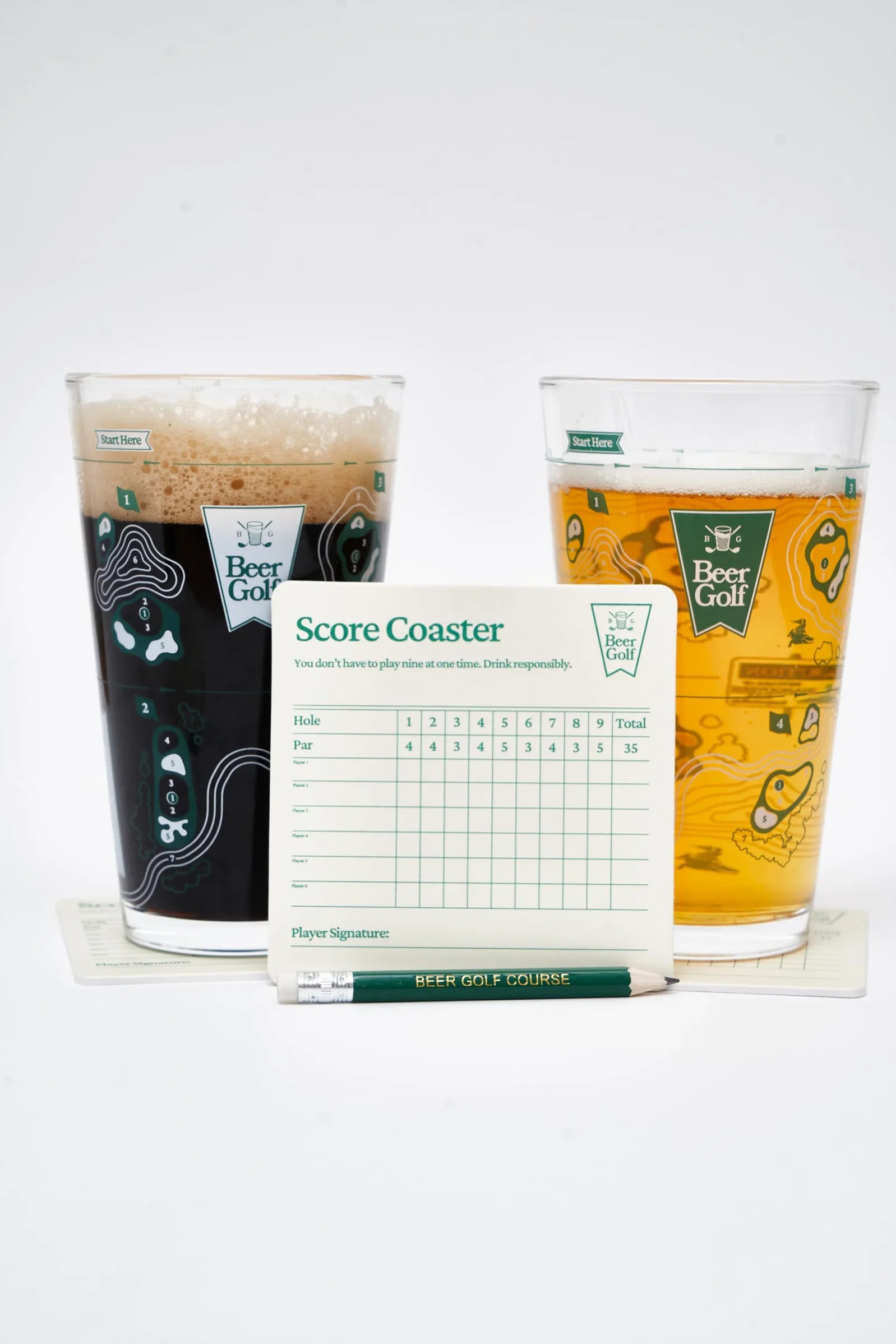 Beer Golf The Original Twosome Set (2-Pack) – 16 oz Precision Drinking Game Pint Glasses