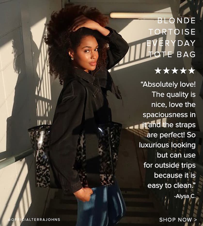 blonde tortoise tote bag