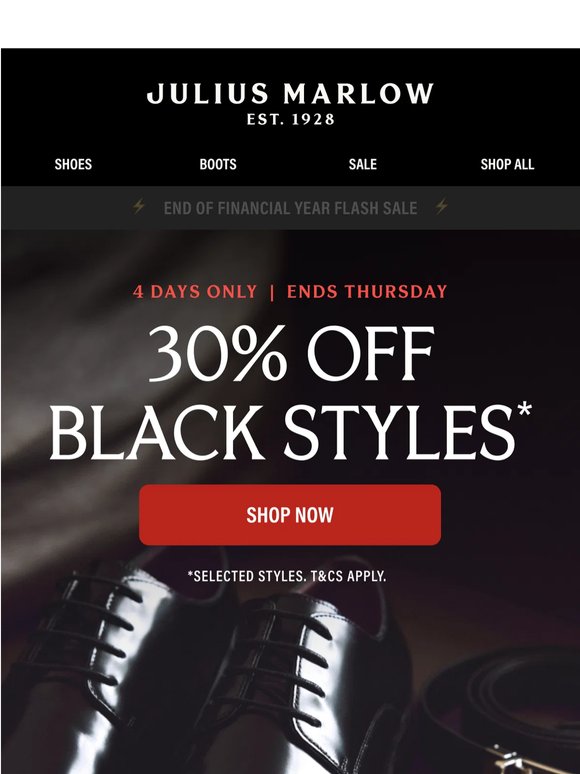 FLASH SALE: 30% OFF BLACK STYLES