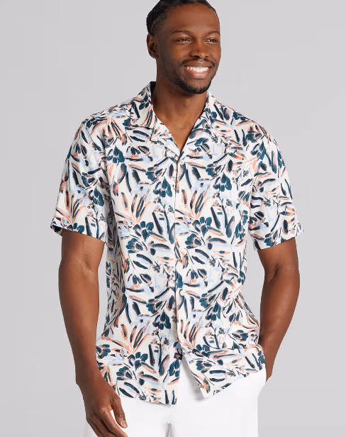 Joseph Abboud Modern Fit Lightweight Short Sleeve Camp Shirt