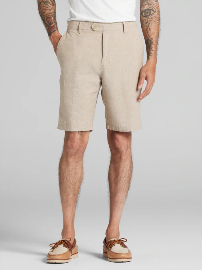 Joseph Abboud Modern Fit Linen Blend Shorts 9"