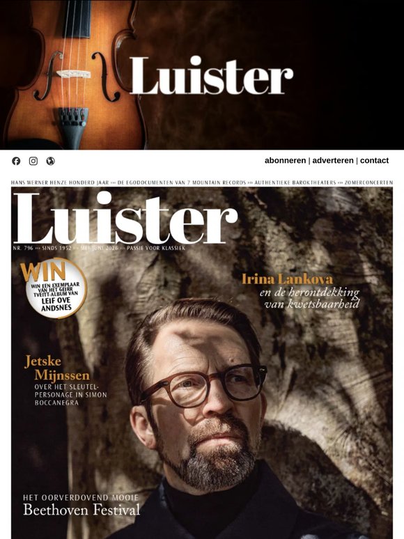 Album van de week, win een cd, het laatste klassieke muzieknieuws en concerttips