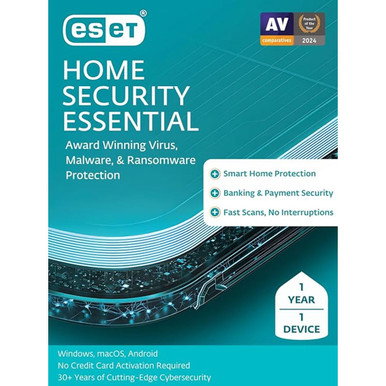ESET Home Security Essential Antivirus 2025; 1 Device 1 Year Download