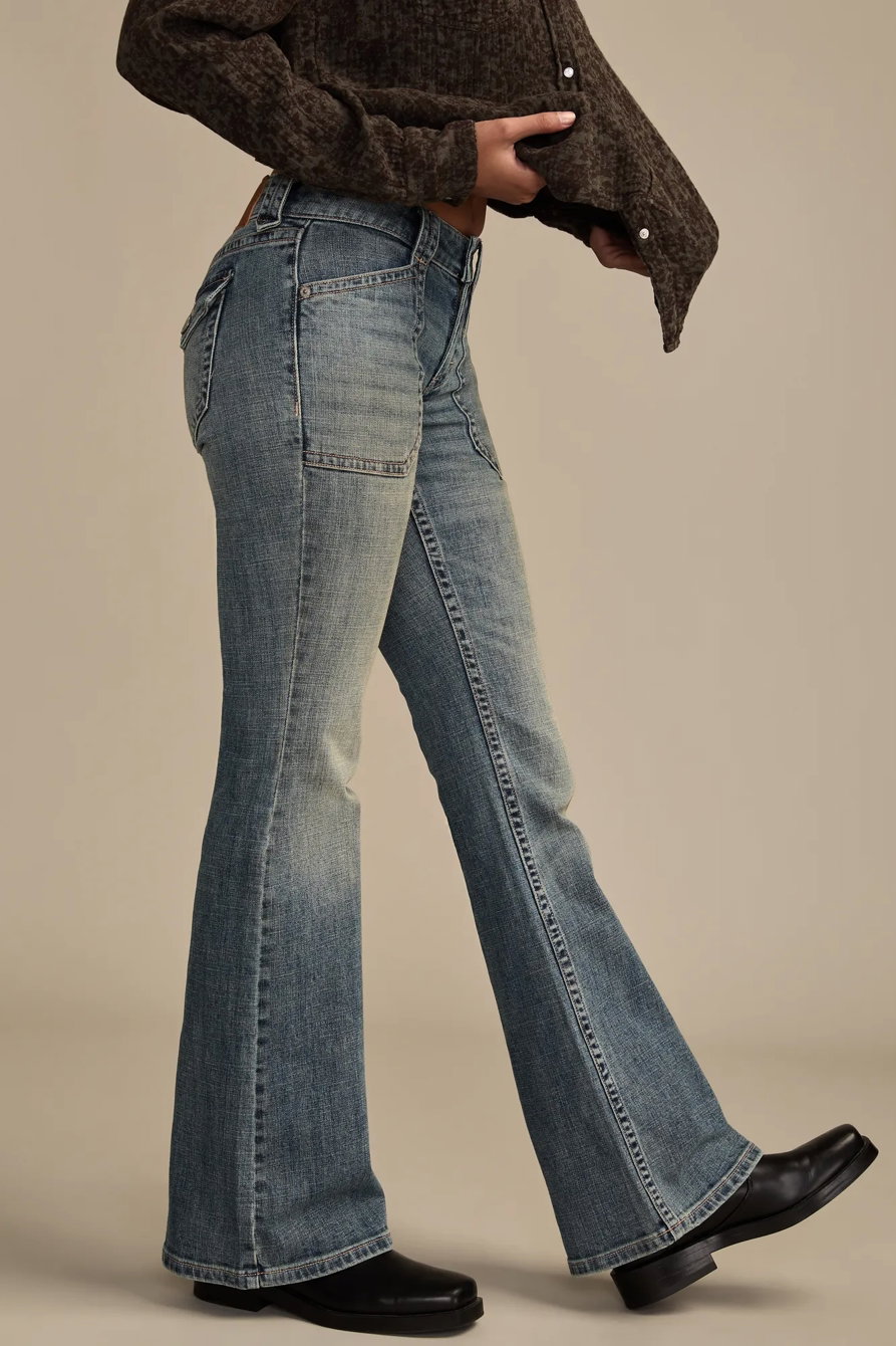 Image of Lucky Brand Low Rise Flare - Women's Pants Denim Flare Flared Jeans in Heart Breaker Wash
