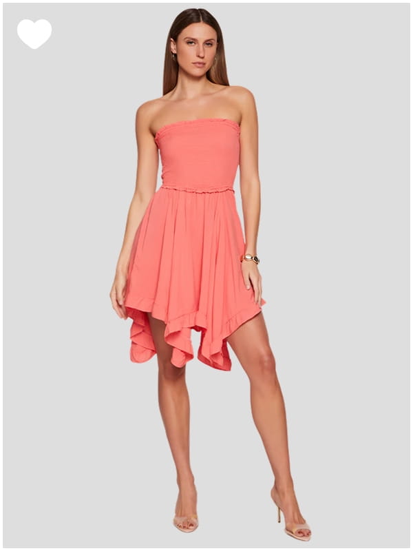 Shop Strapless Handkerchief Hem Midi Dress