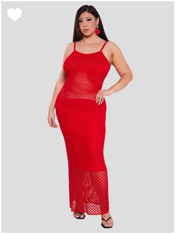 Shop Plus Size Crochet Side Slit Cami Maxi Dress