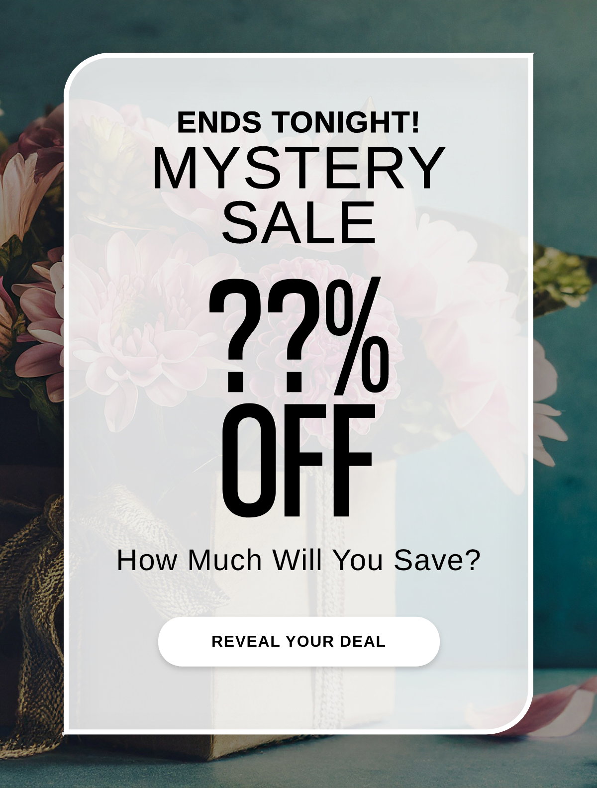 ENDS TONIGHT! MYSTERY SALE ?? OFF How Much Will You Save? - REVEAL YOUR DEAL >>