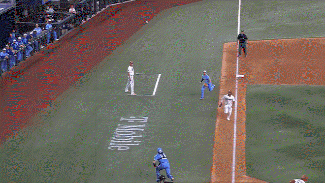 An animated gif of Carter Jensen making a diving catch