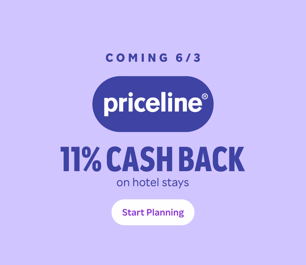 Coming 6/3: Priceline 11% Cash Back on hotel stays