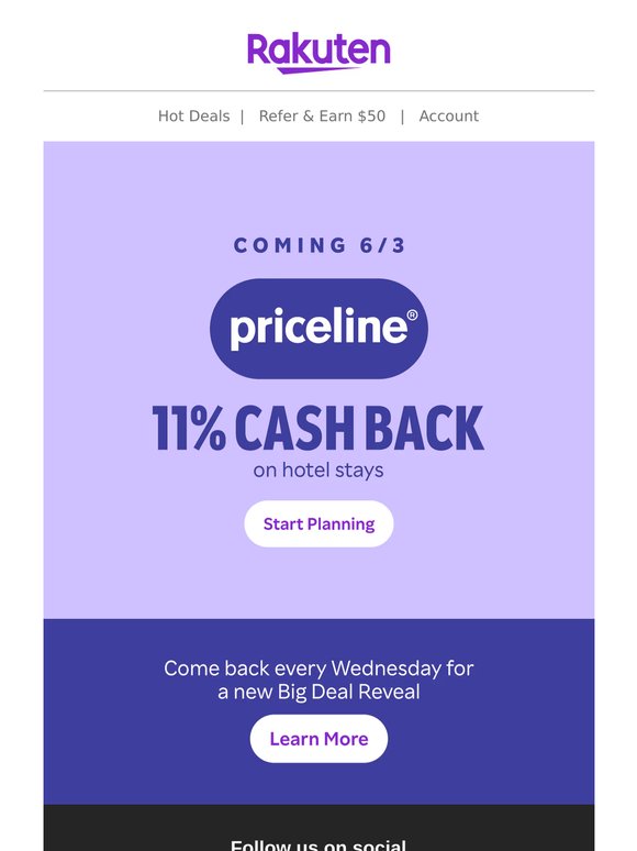📣Coming soon! 11% Cash Back on hotels at Priceline