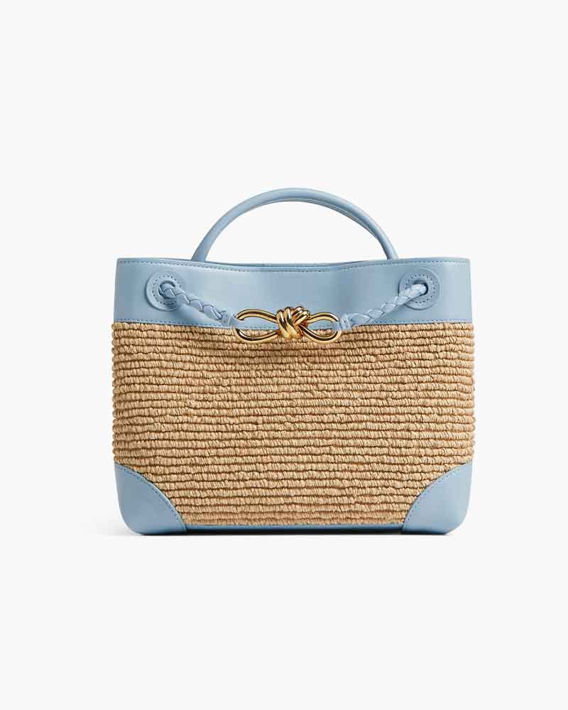 Raffia Knot Top Handle Crossbody Bags - Blue / One Size