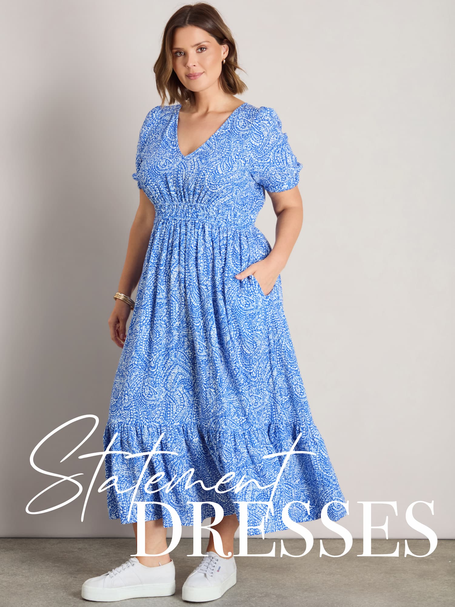 Blue Print Cheesecloth V Neck Maxi Dress