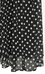 LTS Tall Black Polka Dot Mesh Midi Skirt