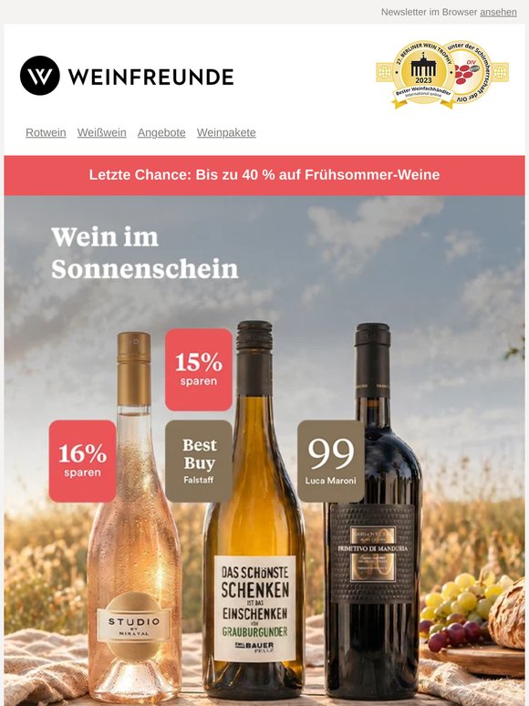 Letzte Chance auf unsere Frühsommer-Weine 🍷