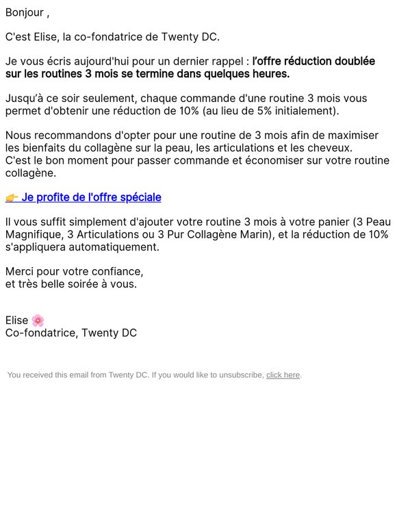 Re : Dernières heures pour profiter de votre offre spéciale