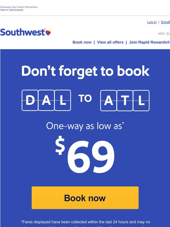 It's official. You've got a low fare to Atlanta!
