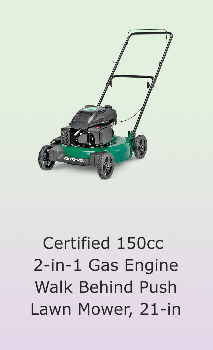 Certified 150cc 2-in-1 Gas Engine Walk Behind Push Lawn Mower, 21-in.