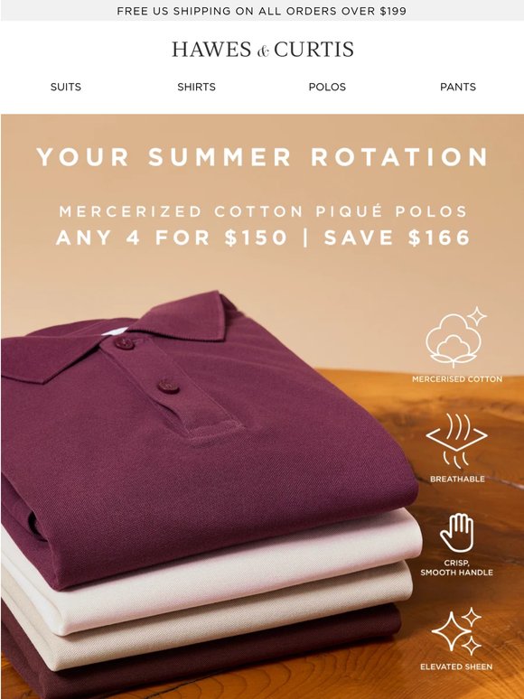 4 Polos for $150 | Save $166