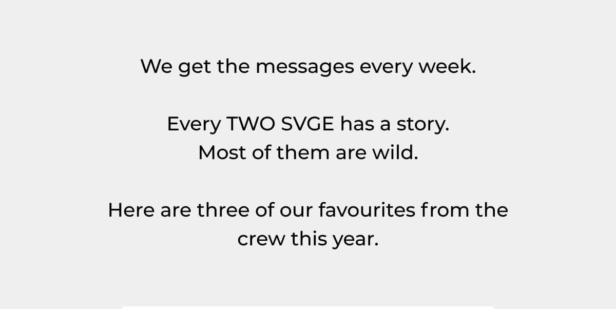 Gray text on light background explaining customer stories and introducing three favorites from the crew