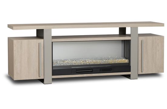 Caspian Light Tone 80" Tv Stand With Fireplace Insert