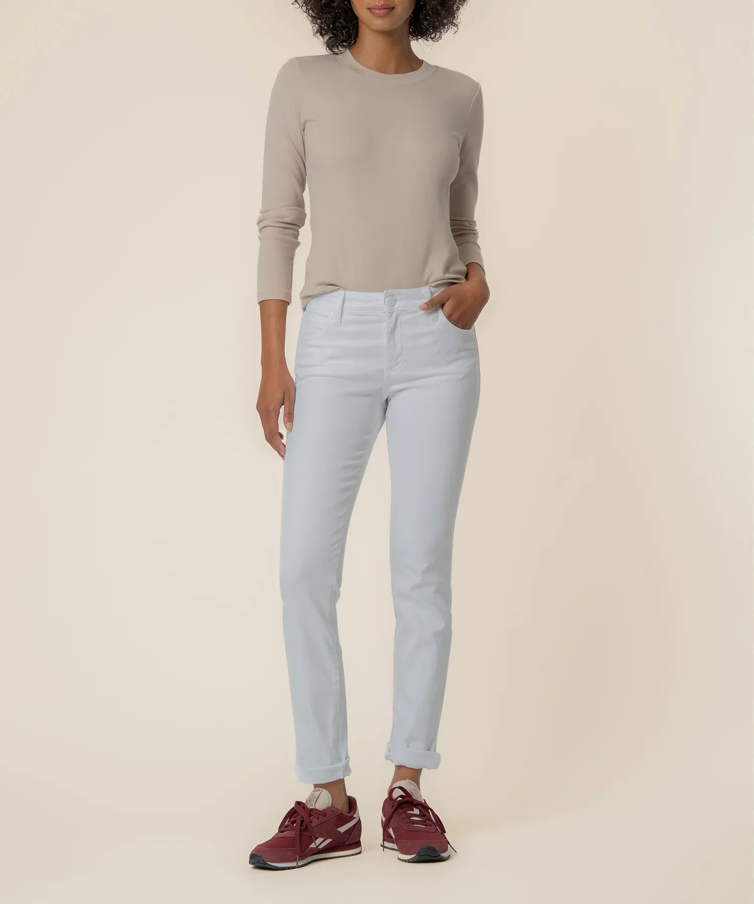 Image of Catherine Mid Rise Boyfriend in Optic White