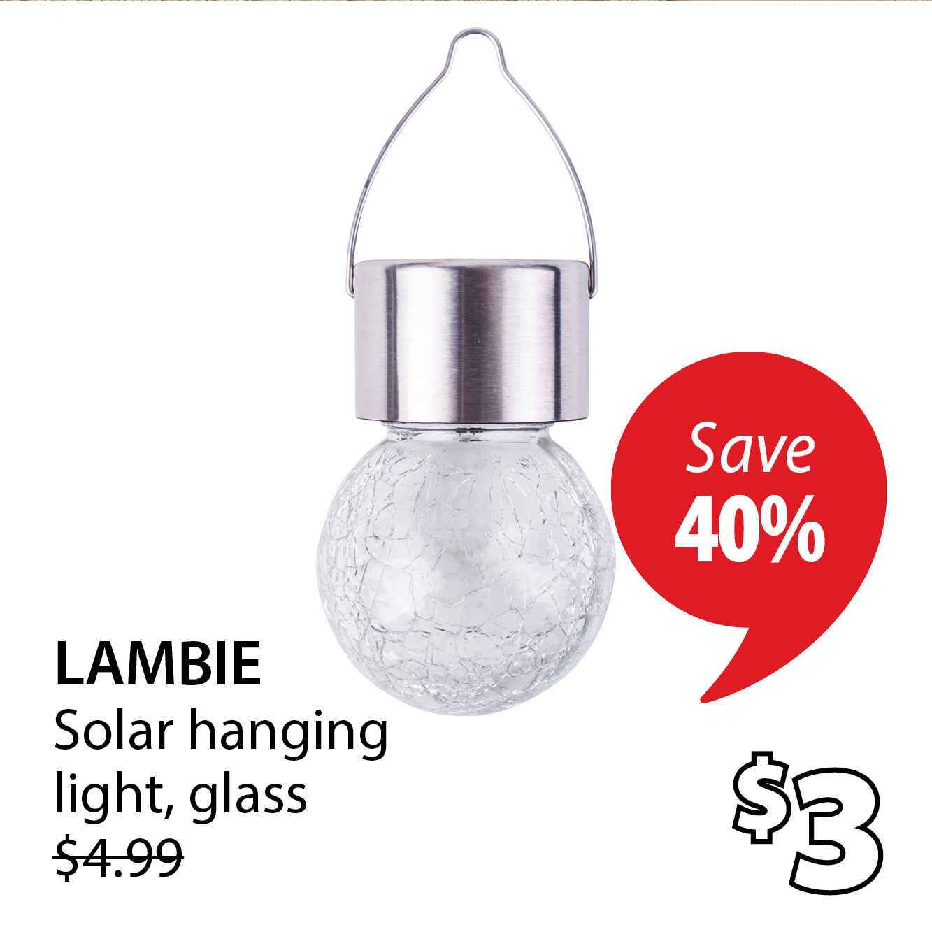 LAMBIE Solar hanging light | Save 40%