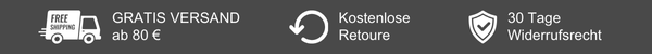 Deine Vorteile bei uns: Gratis Versand ab 80 €, 30 Tage Rückgaberecht, kostenlose Retoure