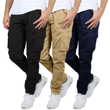 Men's Flex-Stretch Cotton Cargo Pants (1 to 3-Pack)